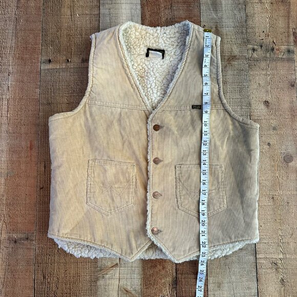 Wrangler vintage tan and cream corduroy button down vest women's large - Picture 6 of 7